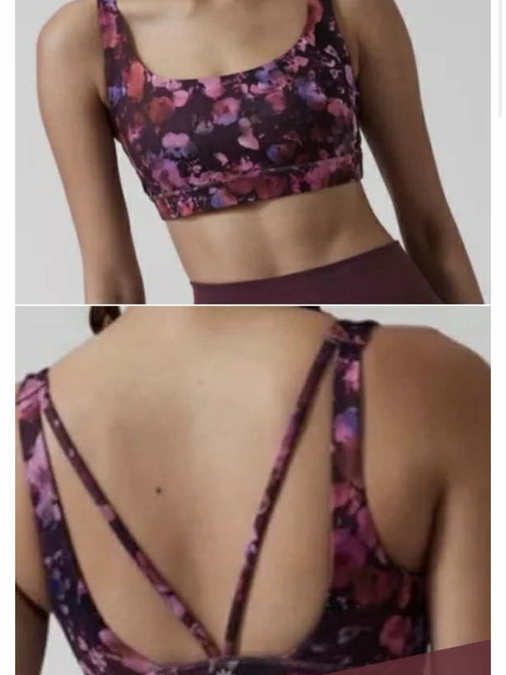 Exhale Athleta Floral Scoop-Back Sports Bra - Purple Multi